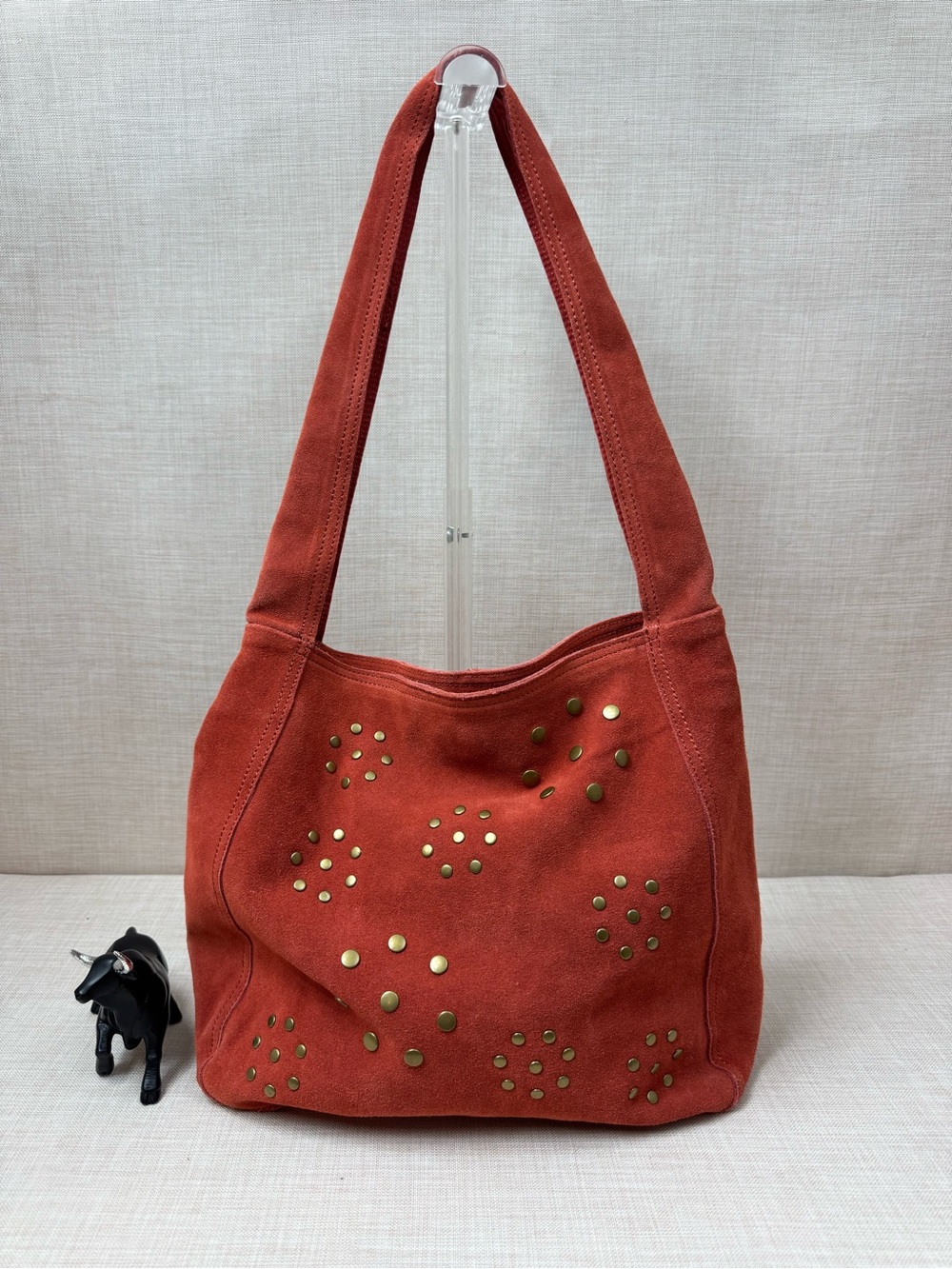 Old Navy Rust Suede Studded Shoulder Bag